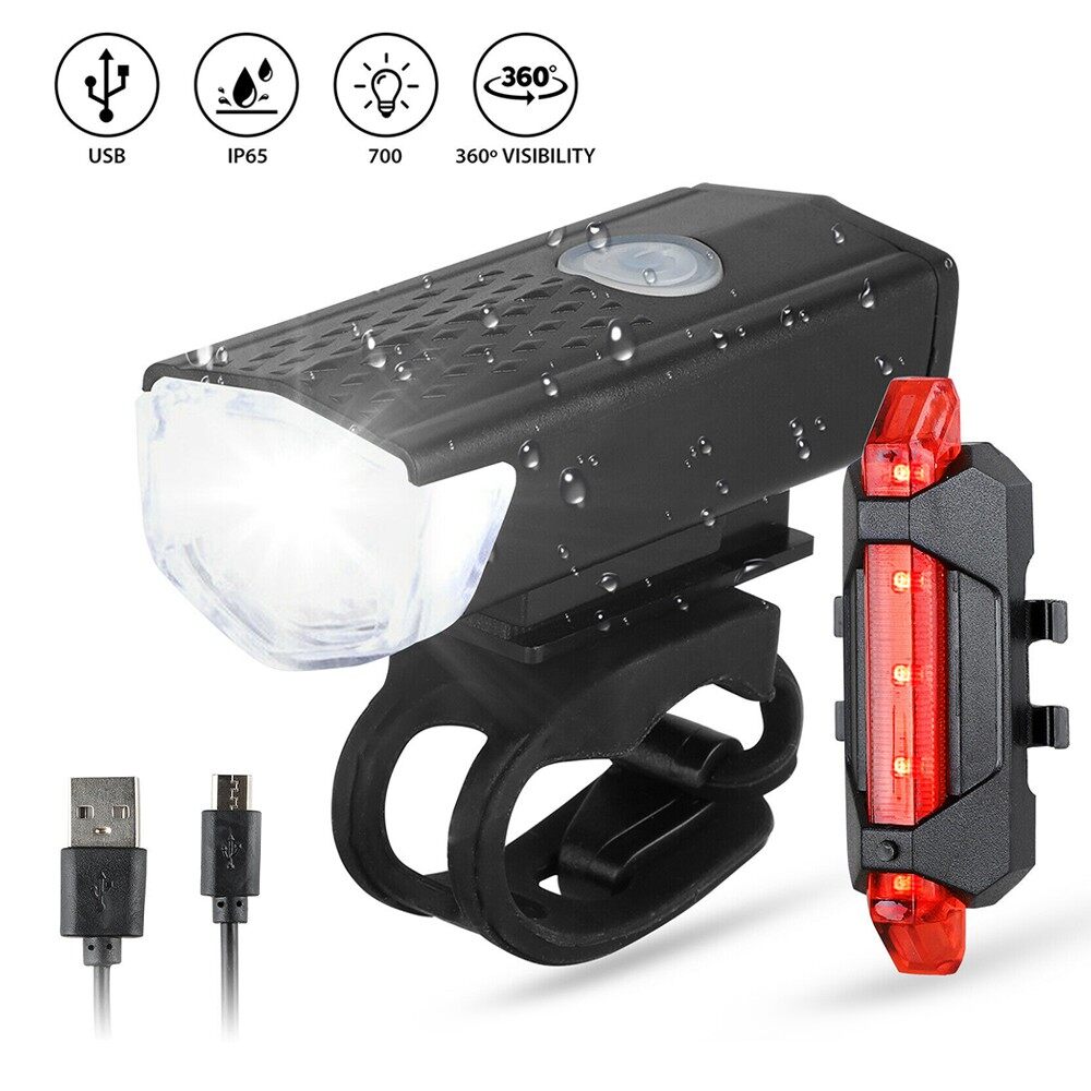 Đèn xe đạp bộ sạc led usb đèn pha trước sau xe đạp leo núi đèn pin