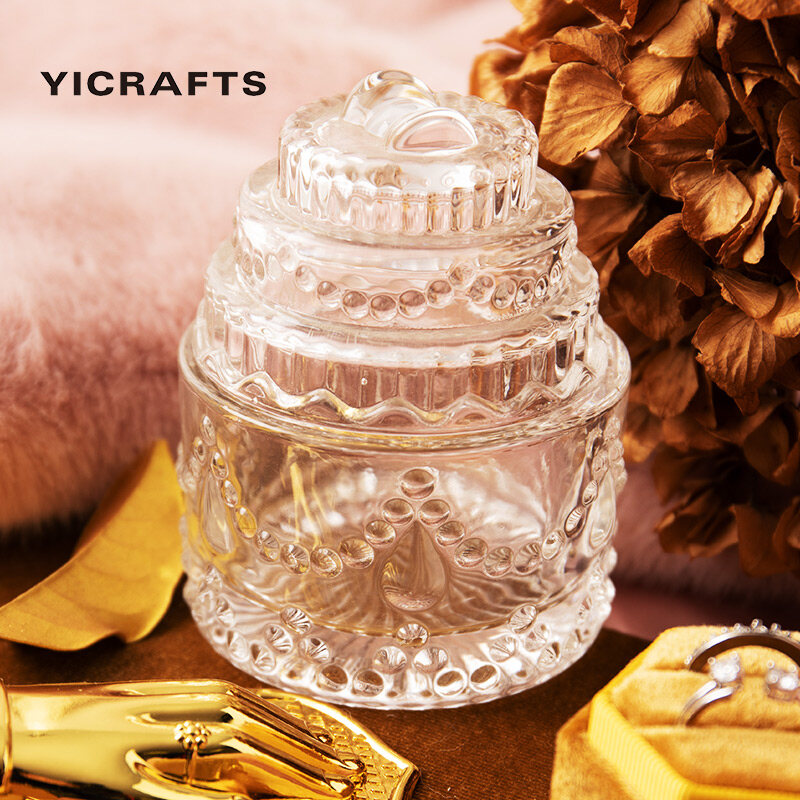 Yiccraft Lưu Trữ Trang Sức, Bánh Và Vương Miện Lưu Trữ Trang Sức Thủy Tinh Chạm Khắc, Tuyệt Vời Để Lưu Trữ Và Hiển Thị Tất Cả Các Loại Trang Sức