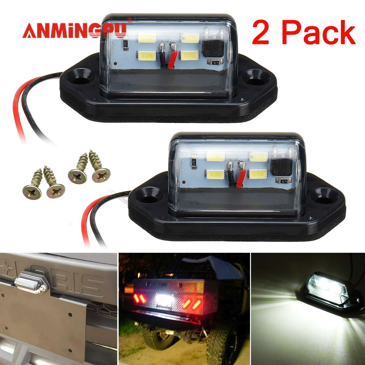Anmingpu 2 đèn led 12v 24v 4 đèn led biển số xe tải ô tô đèn hậu đèn hậu, cho xe moóc thuyền rv