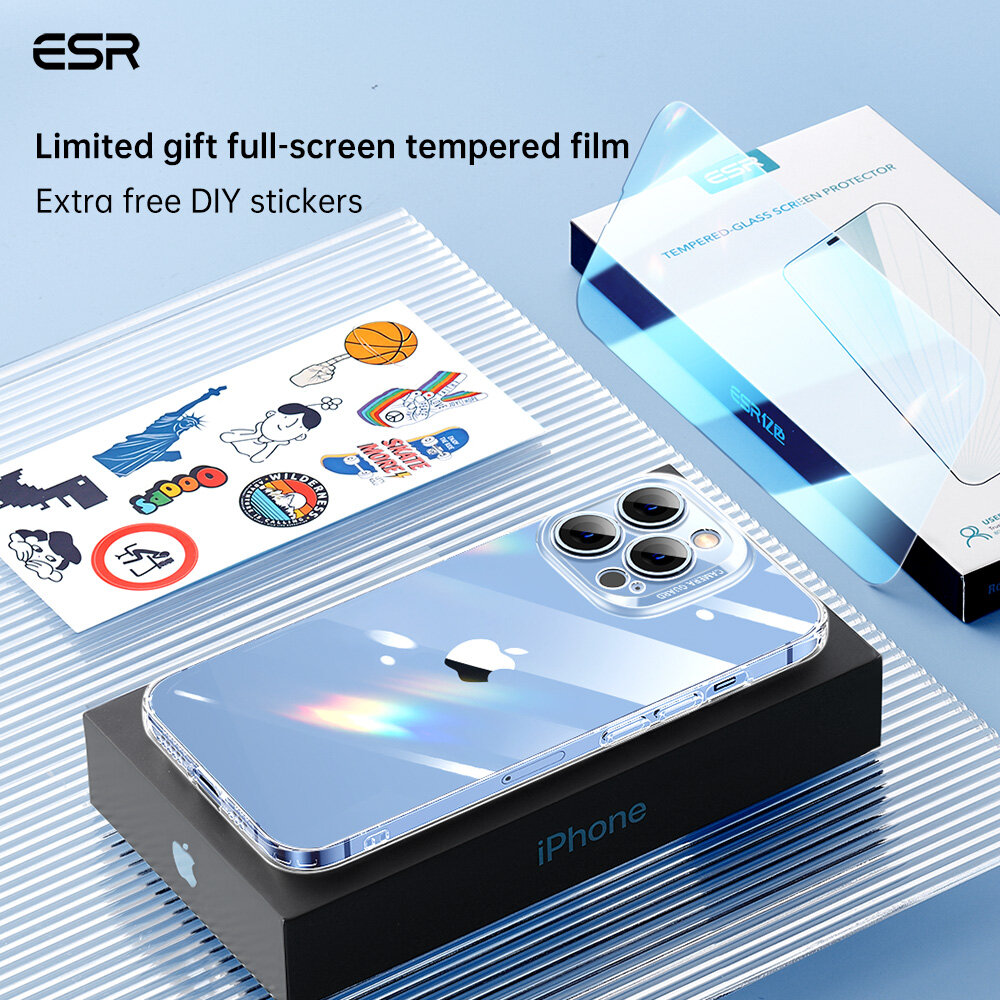 ESR Cho iPhone 13 Kính Cường Lực Trường Hợp Rõ Ràng Trường Hợp Đối Với iPhone 13 Pro Max Đầy Đủ Ống Kính Trong Suốt Bảo Vệ Ốp Lưng Cho iPhone 13 Mini iPhone 13 iPhone 13 Pro