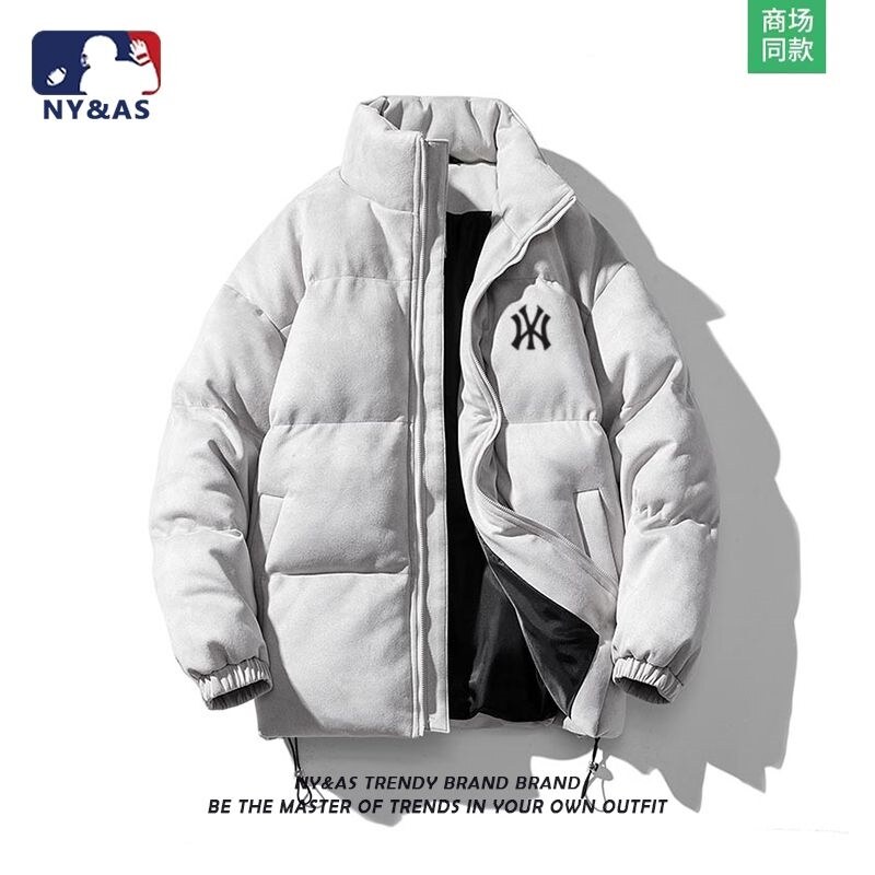 Hàn Quốc chính hãng 2024 MLB NY như áo khoác lông vũ nam mùa đông mới da lộn áo phao ấm dày cotton á