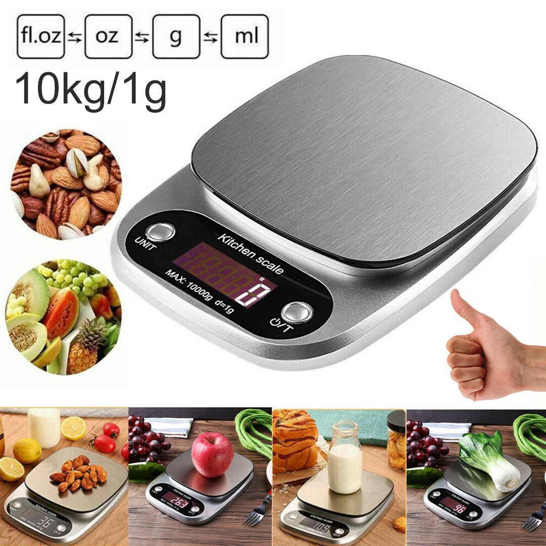 New 10kg/1g chính xác cân điện tử kỹ thuật số thép không gỉ cho nhà bếp Cân thực phẩm