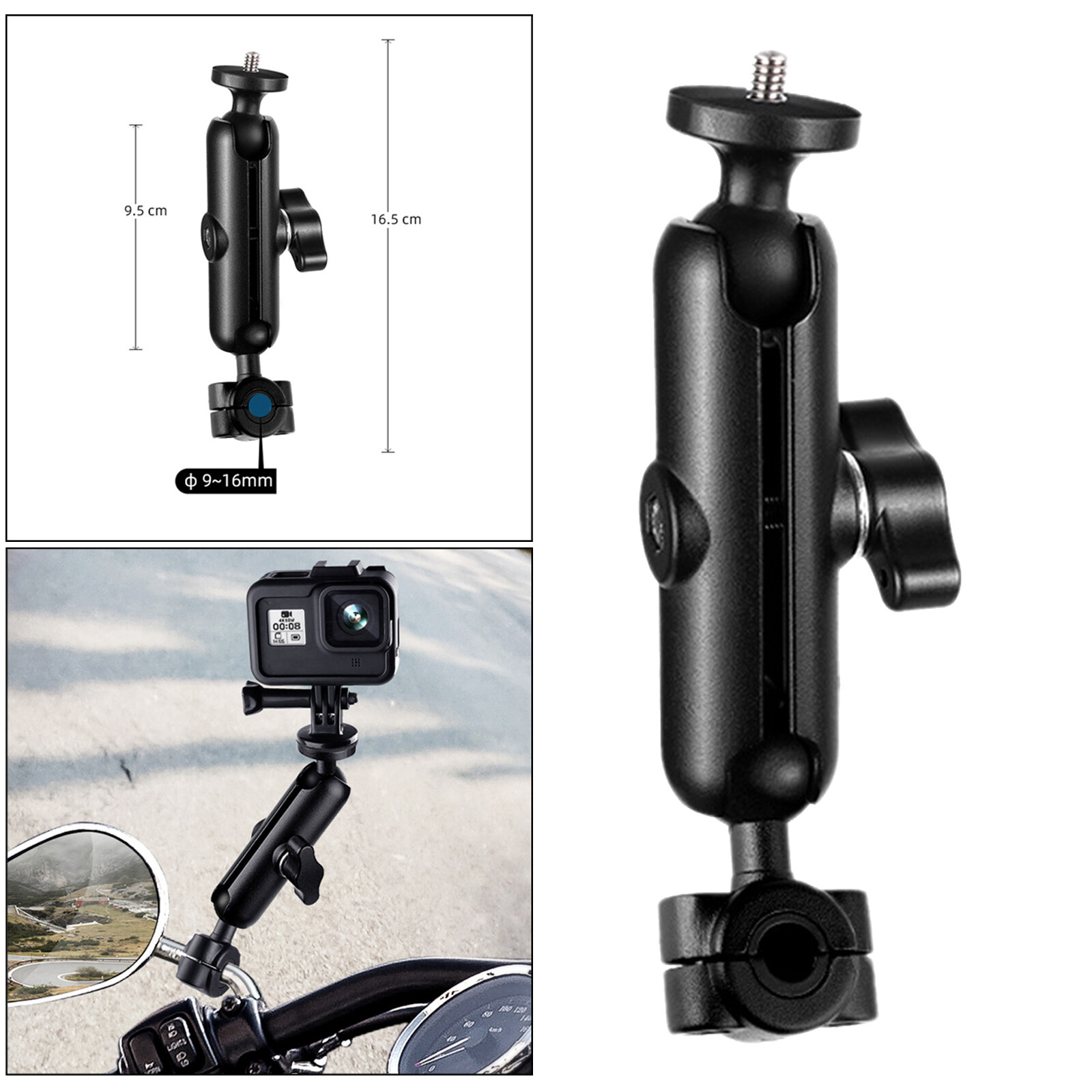 Lacooppia Giá Đỡ Gắn Camera Xe Đạp Bằng Nhôm, Dành Cho GoPro Hero