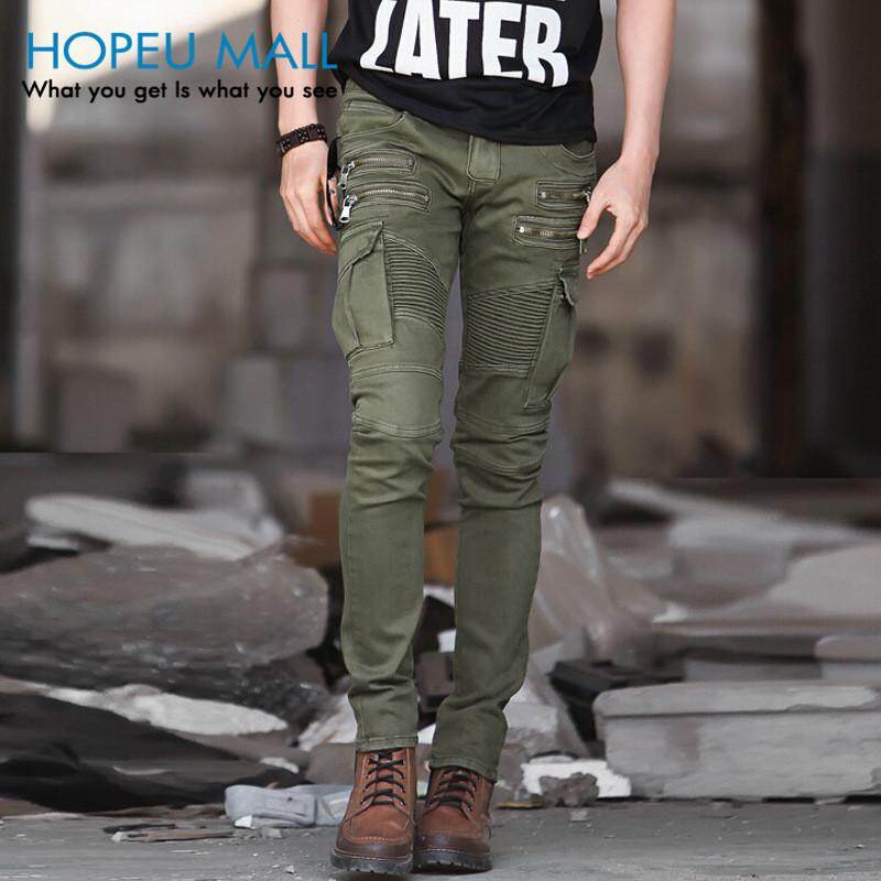 Quần Jean Denim Đi Xe Đạp Hopeu Cho Nam Quần Skinny Đường Băng Đau Khổ Quần Hip Hop Co Giãn Quân Đội