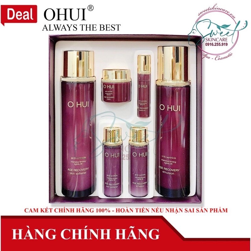 Bộ nước hoa hồng và sữa dưỡng cải thiện nếp nhăn săn chắc da OHUI Collagen Age Recovery Set