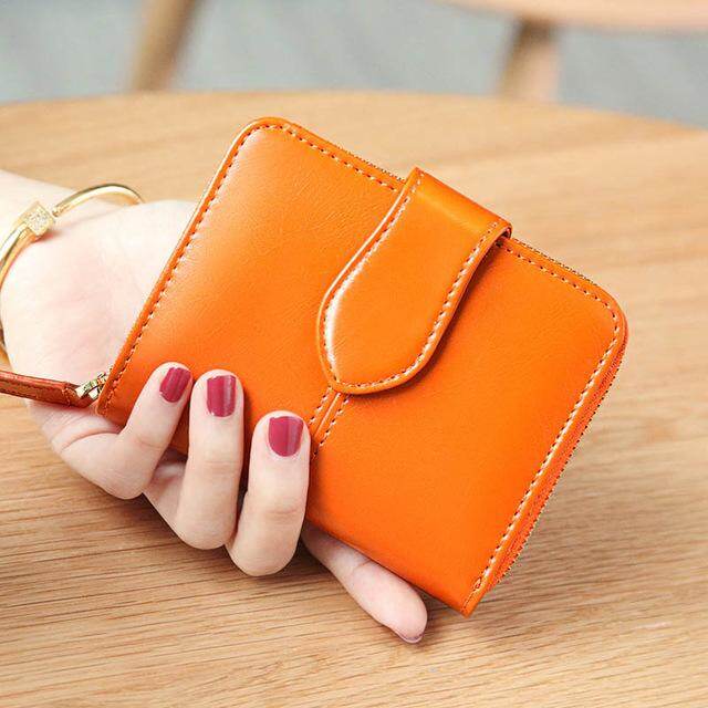 Phụ nữ da thật ví ngắn nữ ví khóa kéo hasp coin purse phụ nữ nhỏ thẻ tiền ví zip stitch vintage nhiều túi coin purse chủ thẻ ví nhỏ cho phụ nữ