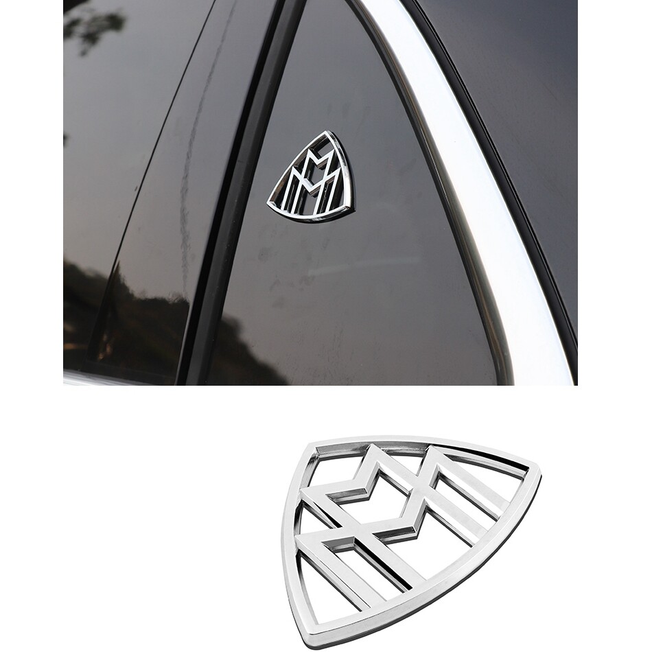 Vè xe bên hông tấm dán logo Cho Maybach S Class S400 S600 cửa xe C Trụ Cột Bên Logo Regit Huy Hiệu Bạc