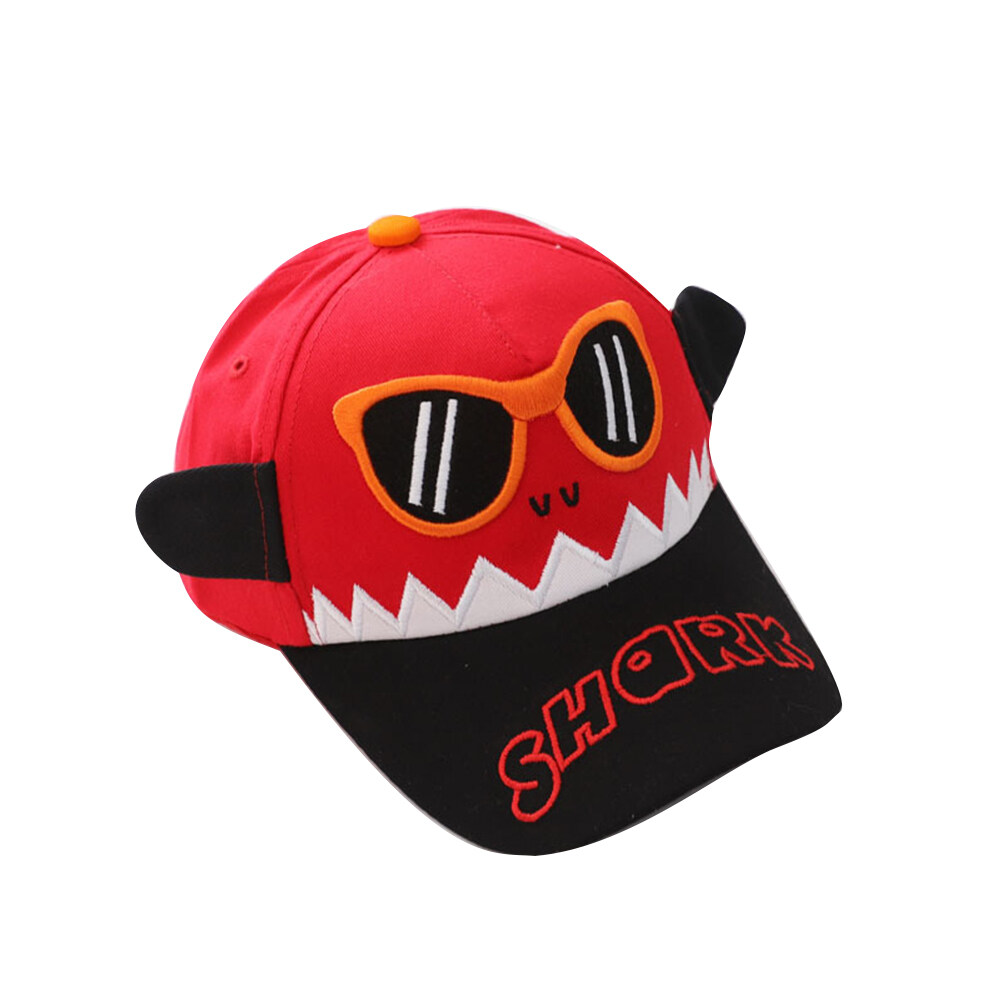 Huahankuang®Unisex เด็กฤดูร้อนกลางแจ้งฮิปฮอป Shark พิมพ์ปรับหมวกบังแดดเบสบอลหมวกหมวก