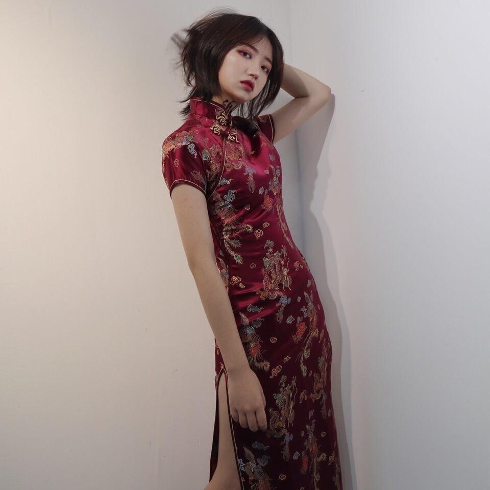 Jodie sườn xám ngoại cỡ gợi cảm phong cách trung hoa cho nữ đầm trung quốc cổ điển cổ điển áo dài hình rồng và phượng 4xl 5xl 6xl
