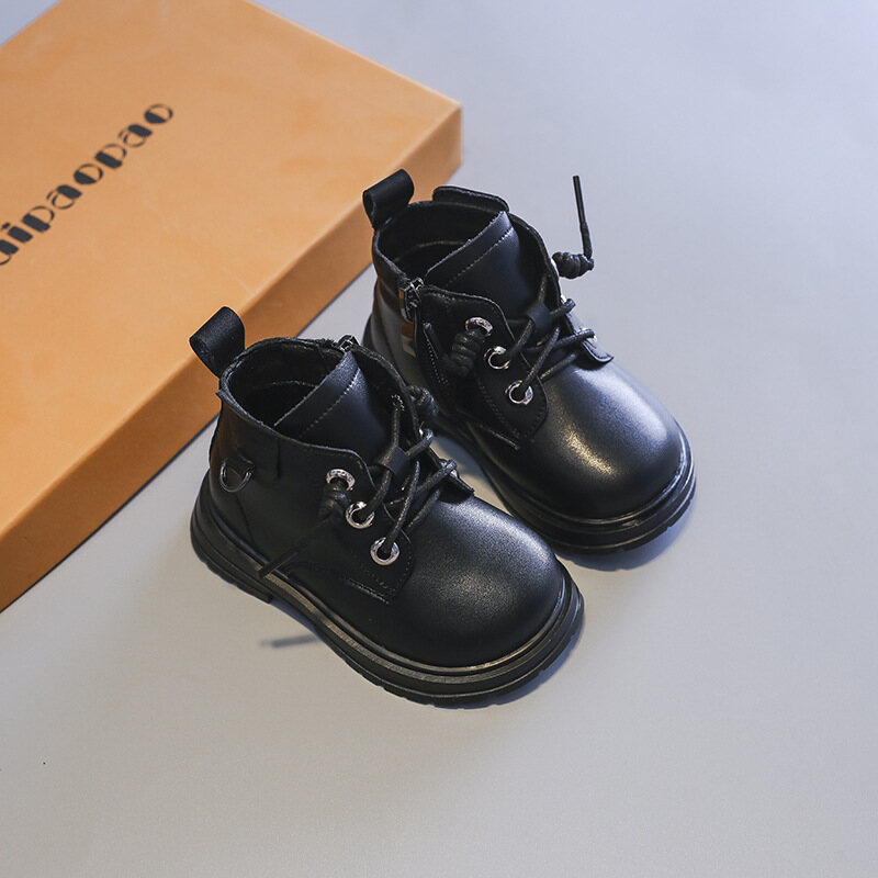 Genuine leather baby boots, girls' soft soled cotton boots, warm autumn and winter children's Martin boots, boys' casual small leather boots, non slipXingTai
