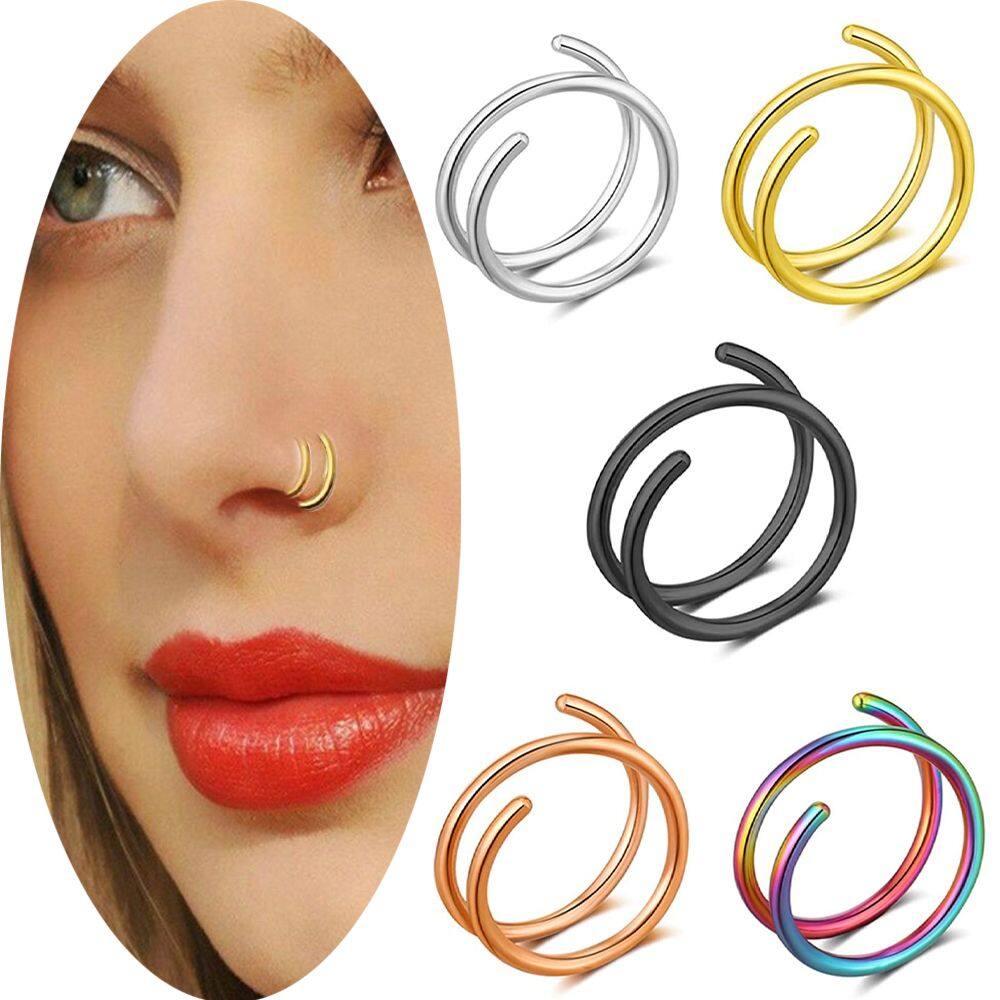 18K Gold Plated Nostril Piercing Jewelry Spiral Nose Rings Women | eBay-pokeht.vn