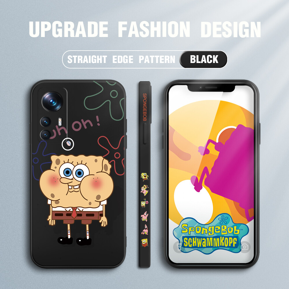 Ốp Điện Thoại Cho Xiaomi MI 12T 5G 12T Pro 5G Ốp Điện Thoại Thiết Kế Bên Hông Kiểu SpongeBob SquarePants Hoạt Hình Mới Ốp Silicon Lỏng Họa Tiết CẠNH VUÔNG Ốp Bảo Vệ Chống Sốc Toàn Bộ Máy Ảnh