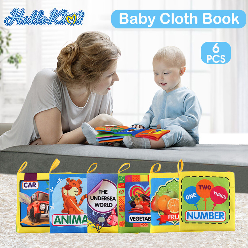 Hello Kimi combo 06 sách vải cho các bé sơ sinh từ 0-14 tuổi, sách loại mới học tập vui chơi giáo dục sớm chất liệu an toàn cho trẻ em - INTL