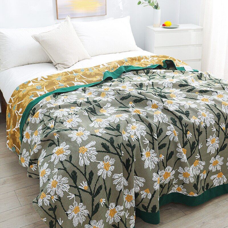 CIFbuy 200x230cm Daisy Throw Blanket 100% Cotton Gauze Boho Sofa Towel Summer Oversized Air Conditioning Blanket for Beds Ethnic Leisure Bedspread Soft Sheets Towel Blanket For Double Bed ราคา 1,359 บาท*ส่งฟรี