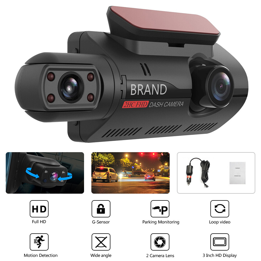 🚌máy ghi hình xe hơi dvr fhd camera hành trình camera hành trình ghi hình kép, camera hành trình 1080 inch dvr 3.0 p máy quay video tầm nhìn ban đêm tự động dashcam