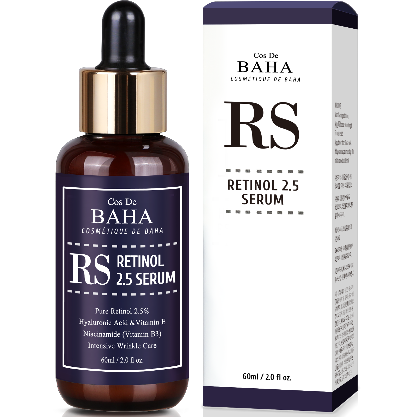 Cos De BAHA Serum retinol 2.5% với vitamin e làm giảm mụn trứng cá loại bỏ đốm lão hóa dưỡng da mặt không cần đơn thuốc 2oz - INTL