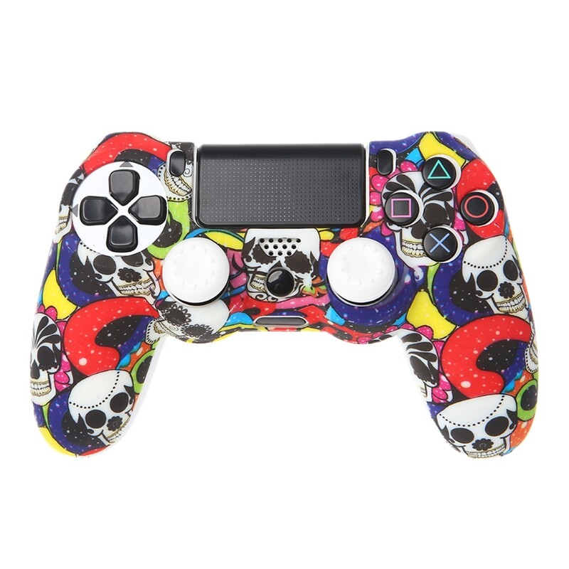 Bọc Bảo Vệ Tay Cầm Chơi Game Bằng Silicon Ốp Lưng + Bộ 2 Nắp, Cho Bộ Điều Khiển PS4