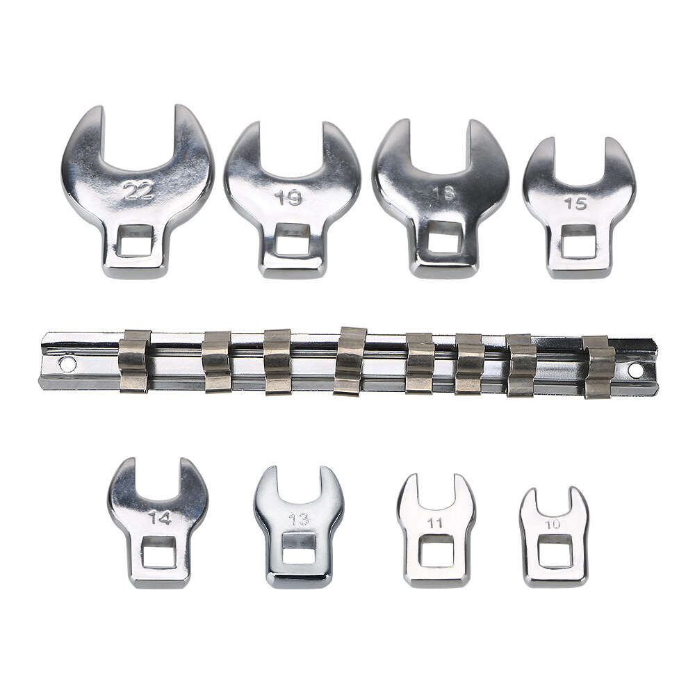Bộ cờ lê drive crowfoot cờ lê bánh cóc đầu có thể hoán đổi 8 chiếc dụng cụ cầm tay 3/8 inch cờ lê mạ crôm hệ mét