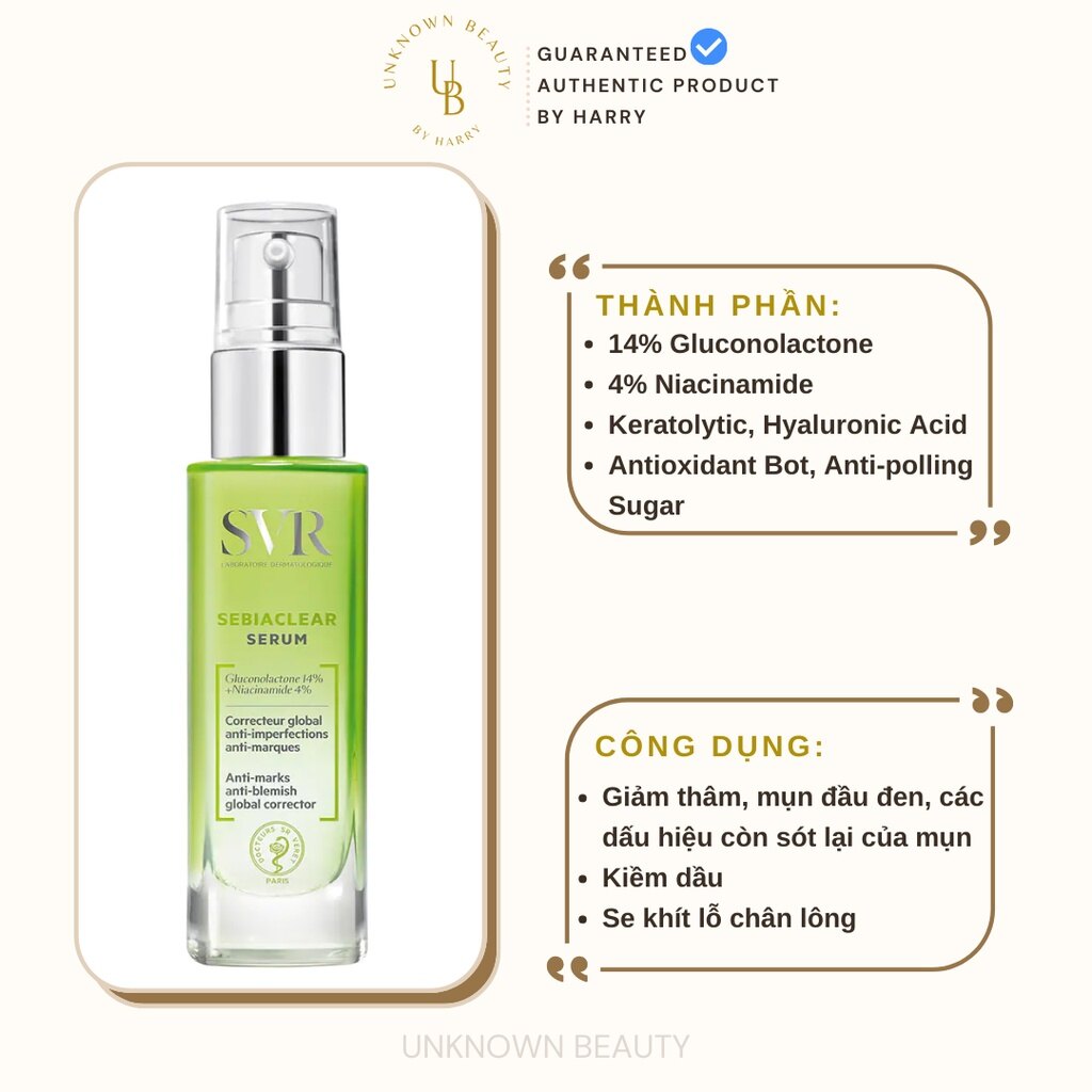 Serum Dưỡng Chất Kiềm Dầu và Giảm Mụn Mờ Thâm SVR Sebiaclear Serum 30ml | Unknown Beauty