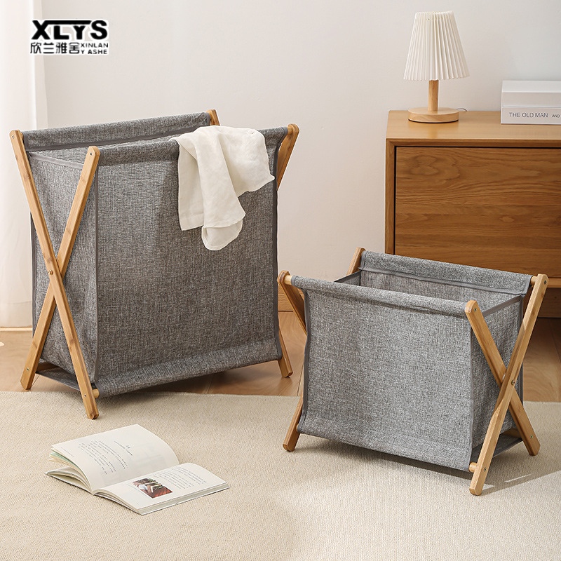 Household solid wood dirty clothes basket dirty clothes basket laundry room storage clothes basket foldable large bathroom laundry storage basket ราคา 201 บาท*ส่งฟรี