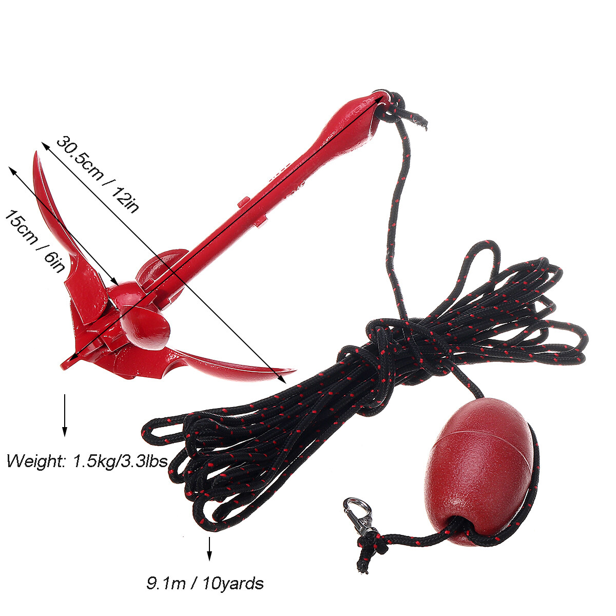 Generic 1.5kg Folding Anchor Rigging System Kit Set With Float Carrying