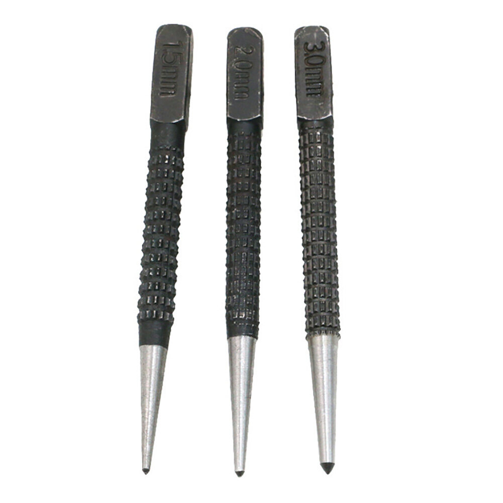 3Pcs 1.5mm 2mm 3mm Alloy Steel Center Punch Metal Wood Marking Drilling
