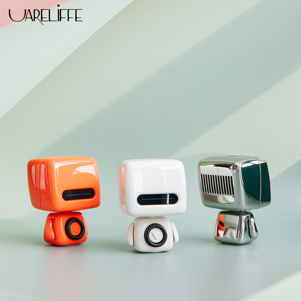 Uareliffe Loa Mini Loa Không Dây Bốn Nút Bluetooth 5.0 Di Động Hình Robot Loa Tích Hợp MIC Hỗ Trợ Rảnh Tay Không Dây Selfie Điều Khiển Từ Xa Loa Sạc Được Thiết Kế Đèn Chỉ Báo Ẩn