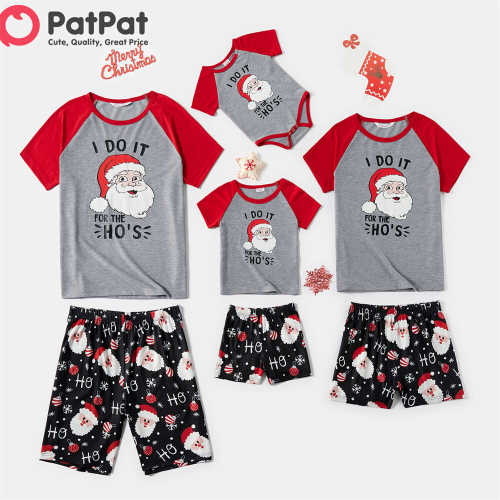 PatPat Bộ Đồ Ngủ Ngắn Tay Phù Hợp Với Gia Đình Ông Già Noel Và Chữ In Hình Giáng Sinh (Chống Cháy) Cho Bé Bố Mẹ