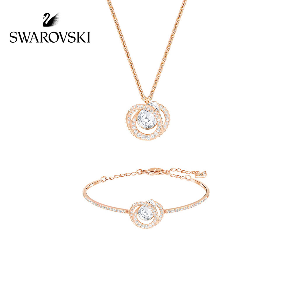 Swarovski GENERATION Fashion All-match Flashing Women's Necklace Bracelet Set Gift for Girls