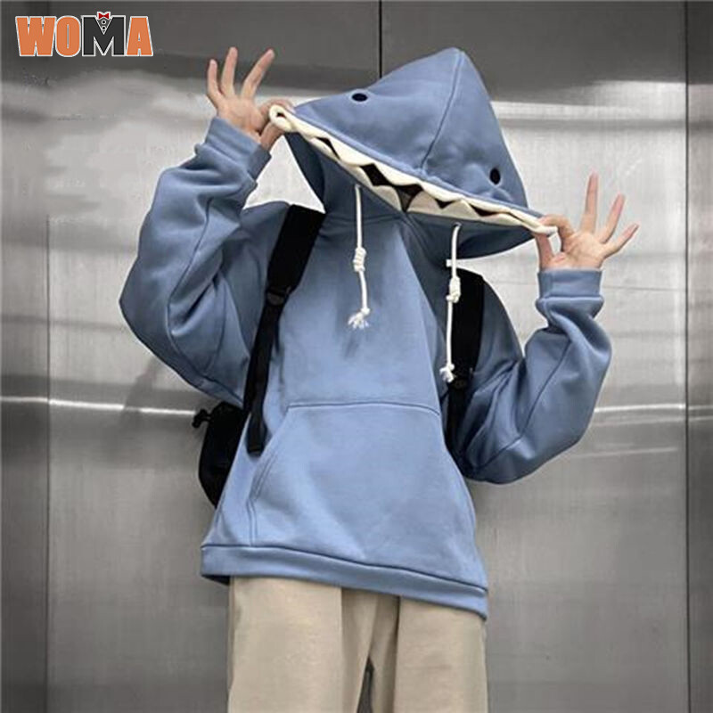  ⚡Miễn Phí Vận Chuyển⚡WOMA Áo Len Đôi Giả Mạo Cá Tính Hợp Thời Trang Áo Nỉ Cá Mập Dáng Rộng Áo Nỉ Dài Tay Cho Nam Áo Hoodie Sinh Viên Áo Đôi Dễ Thương 