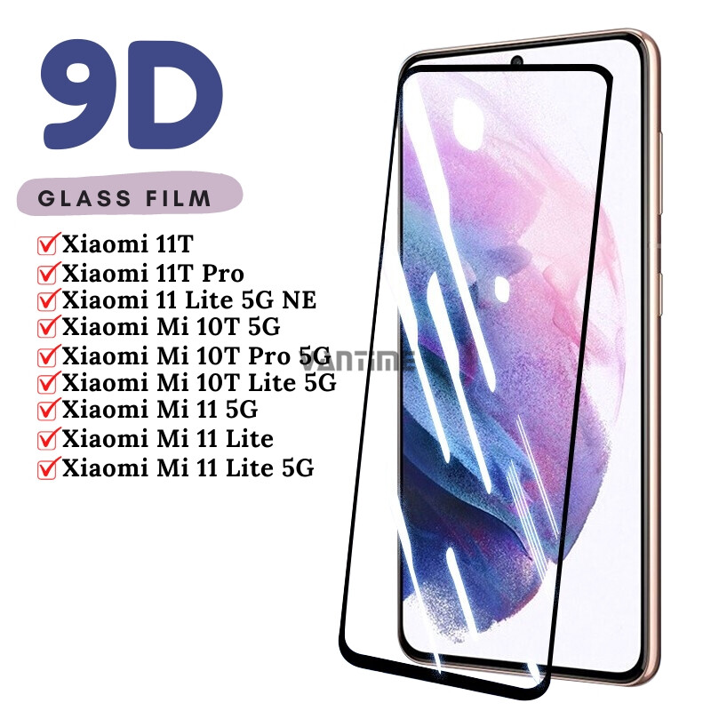 Vantime cho Xiaomi 11T Pro 11 Lite 5G NE Mi 10T 9D Kính bảo vệ màn hình bằng kính cường lực Độ cứng 9H Phim bảo vệ trong suốt cao HD