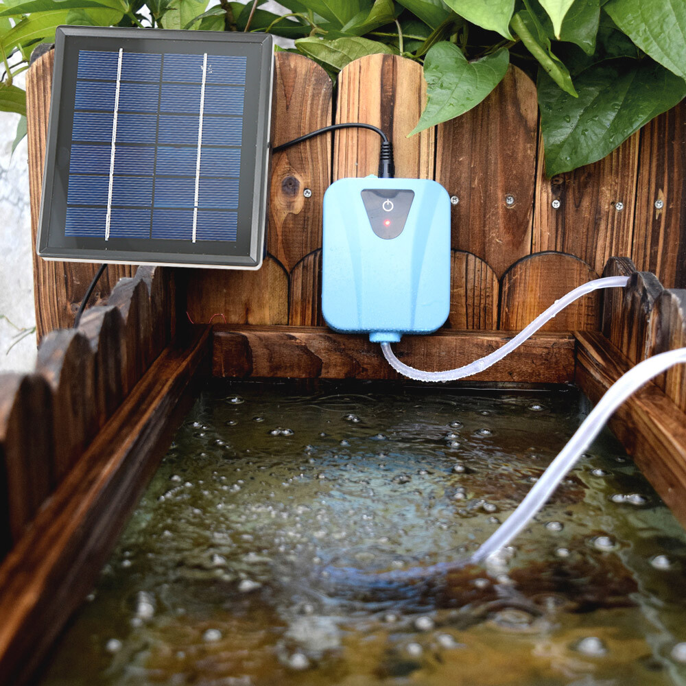 [Có Sẵn] Sử Dụng Năng Lượng Mặt Trời Máy Tạo Oxy Nước Máy Bơm Oxy Máy Sục Khí AO Với 1 Máy Bơm Khí Không Khí Đá 2L/Phút Cho Bể Cá Sân Vườn