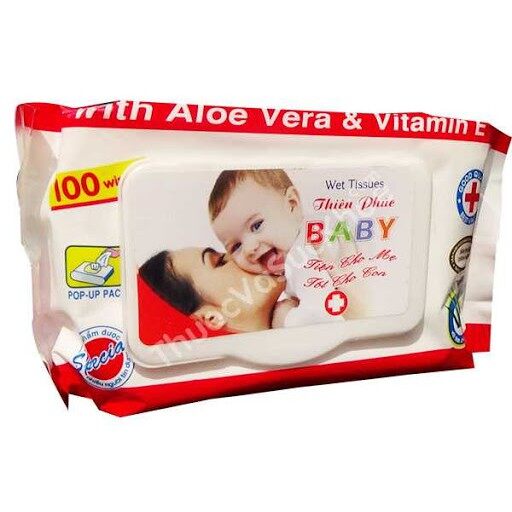 Gói Khăn Ướt Baby Thiên Phúc Vitamin E Cho Bé (100 Tờ)