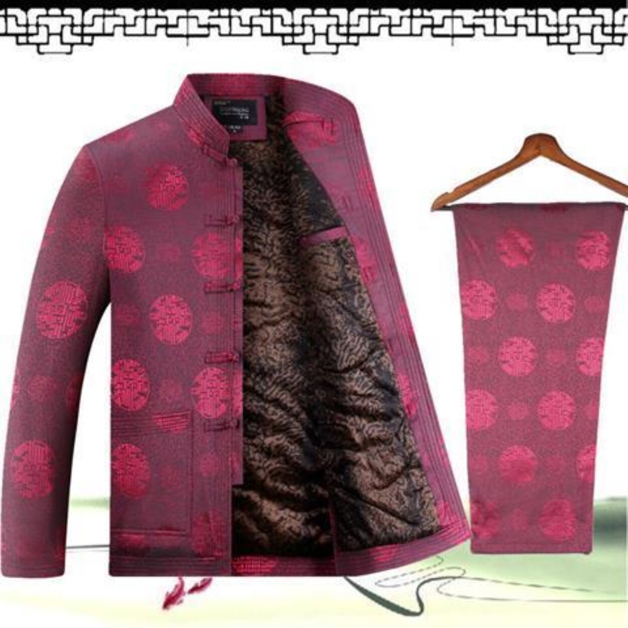 Winter in the elderly with velvet with thick cotton-padded clothes tang suit men's suits grandpa Chinese old man winter jacket dad cotton-padded jacket