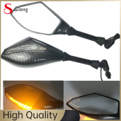 Motorcycle Double Led Turn Lights Side Mirrors Turn Signal Indicator Rearview Mirror