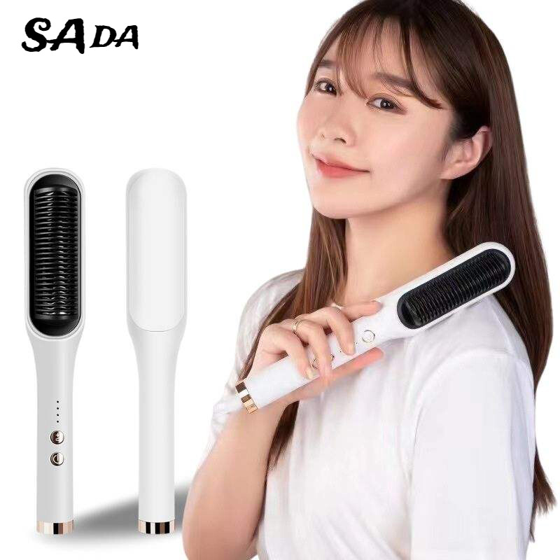 Sada lược chải tóc thẳng máy duỗi tóc không làm tổn thương lược uốn thẳng hai mục đích lược uốn xoăn máy uốn tóc lười