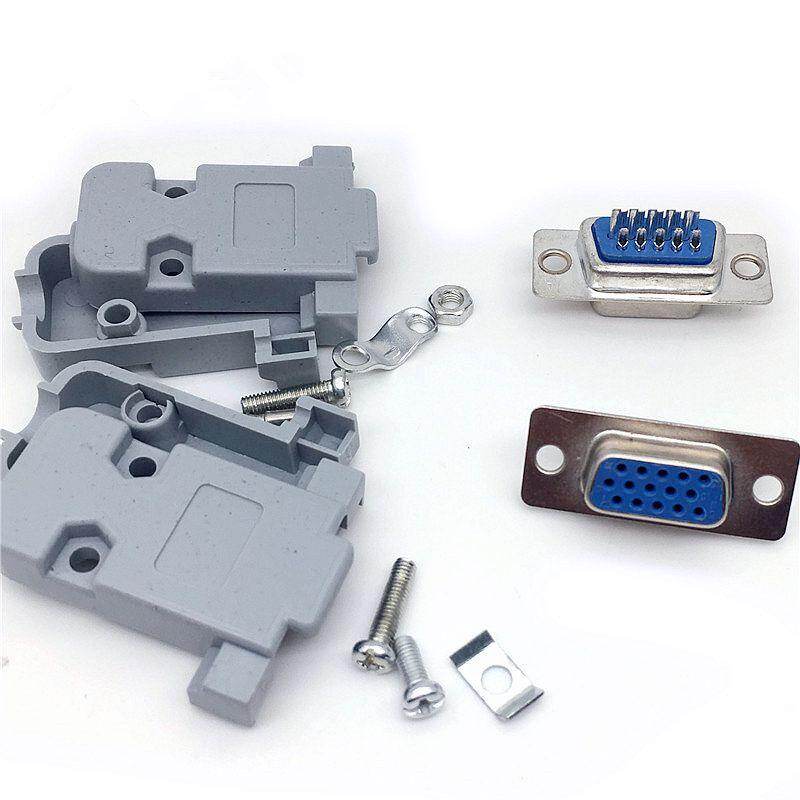 10pcs db15 3rows cổng song song 15 pin d sub nữ/nam 15 cách đầu nối dây hàn db15 ổ cắm phích cắm bộ chuyển đổi vga và vỏ nhựa