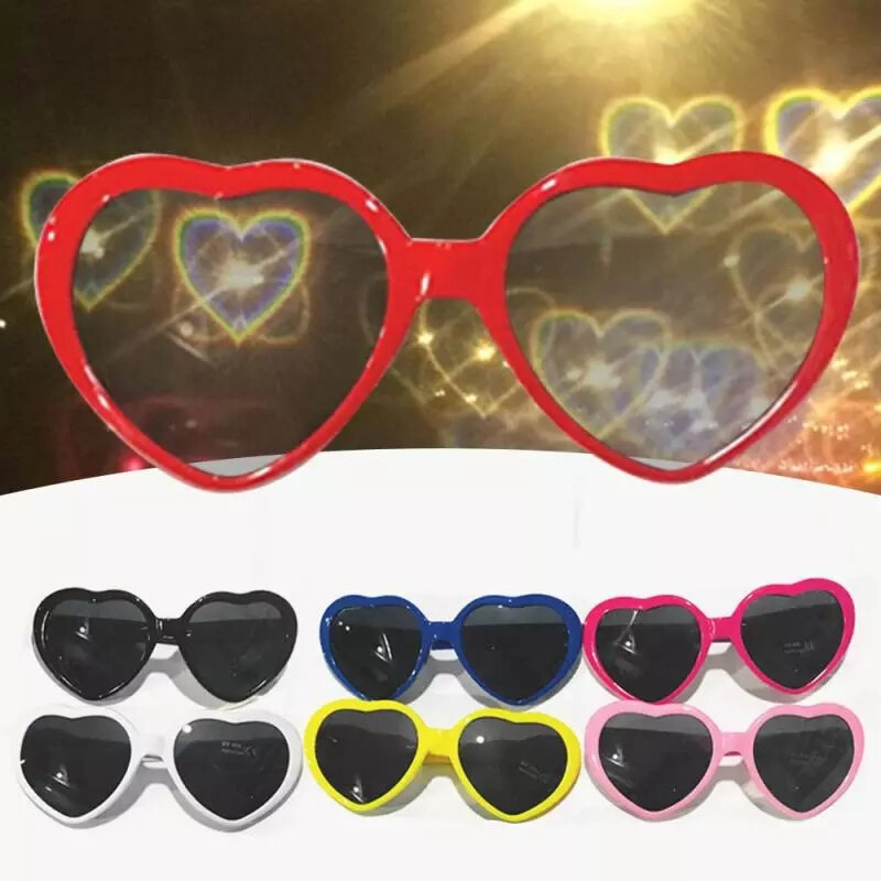 Love Kính Râm Hình Trái Tim Hiệu Ứng Đặc Biệt/Kính Mắt Đổi Sang Trái Tim Kính Gọng PC/Đồ Dùng Tiệc Tùng Nhiều Màu Cho Người Lớn