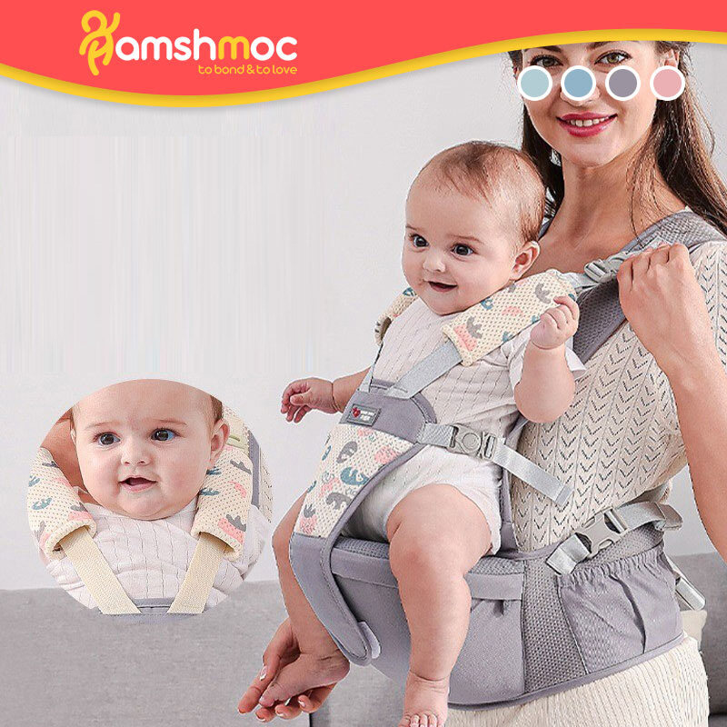 HamshMoc Ergonomic Safety Baby Carrier Backpack 3 In 1 Multifunctional Hipseat Carrier for Infant Newborn Toddler Kid Breathable Comfortable Easy Wear Labor Saving Traveling Bag ราคา 1,101 บาท*ส่งฟรี