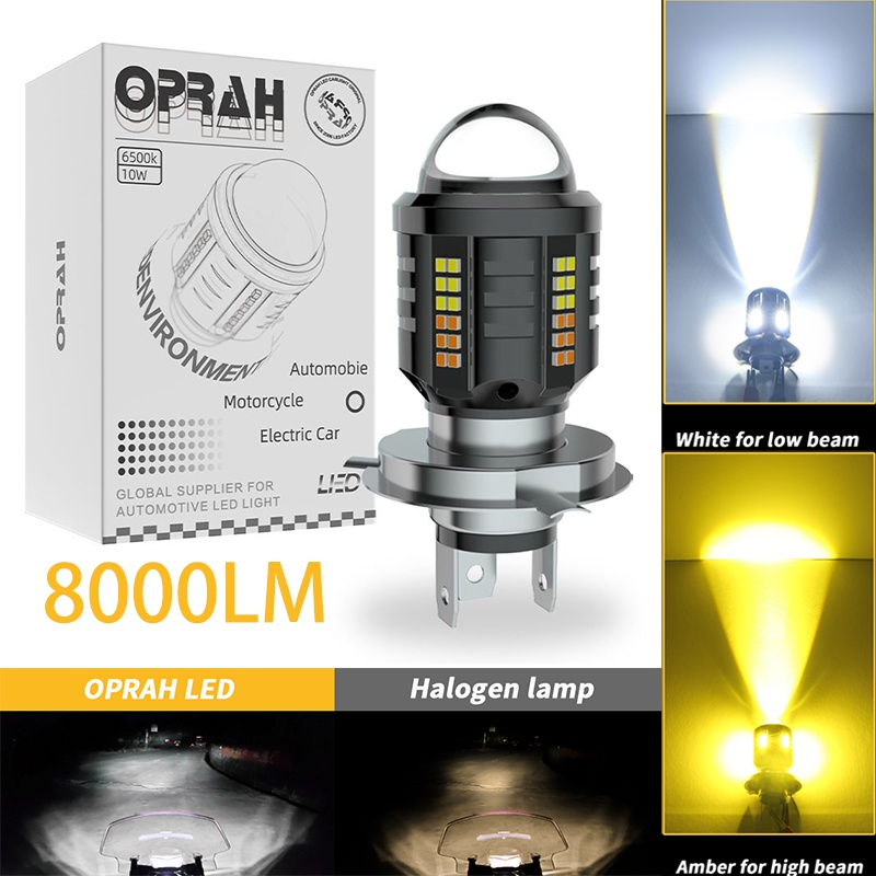 Oprah LED Motorcycle Headlight Bulb - White/Yellow, Super Bright