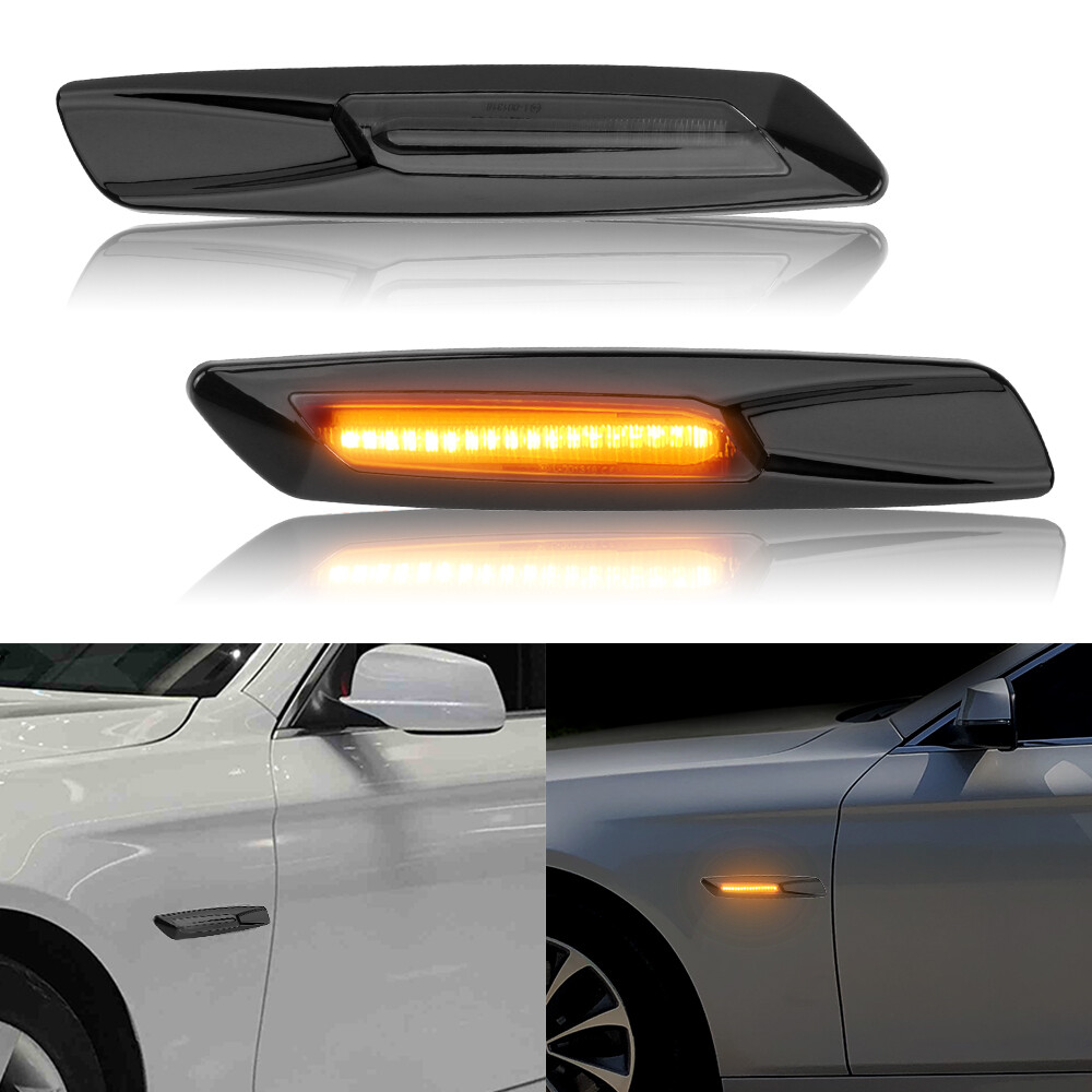 Đèn báo bên hông led màu hổ phách cho xe bmw 1 3 5 series e60 e61 e81 e82 e87 e88 e90 e91 e92 e93 đèn xe hơi, 1 cặp đèn chớp phía trước