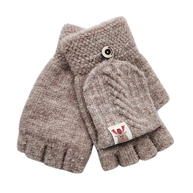 ดีไซน์ใหม่แฟชั่น Unisex เด็กเด็กฤดูหนาวอบอุ่นถักถุงมือแบบเปิดนิ้วได้รถ Fingerless Top Mittens