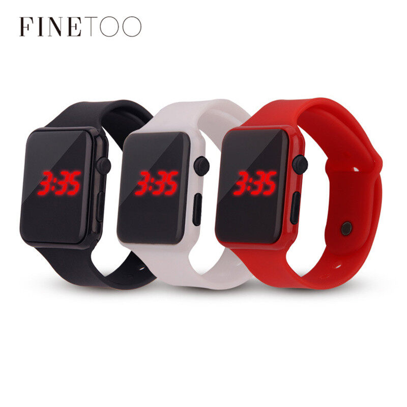 ★Tốt Quá★Thời Trang Quảng Trường Led Hiển Thị Đồng Hồ Điện Tử Trẻ Em Thể Thao Silicone Đồng Hồ Phụ Kiện Quà Tặng❤Không Hộp Và Vòng Đeo Tay❤