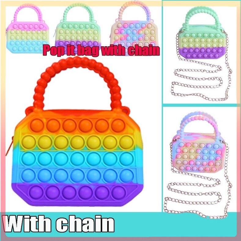 Pop It Bag Fidget handbag Push Bubble Antistress Toy Children Sensory Game for Kids