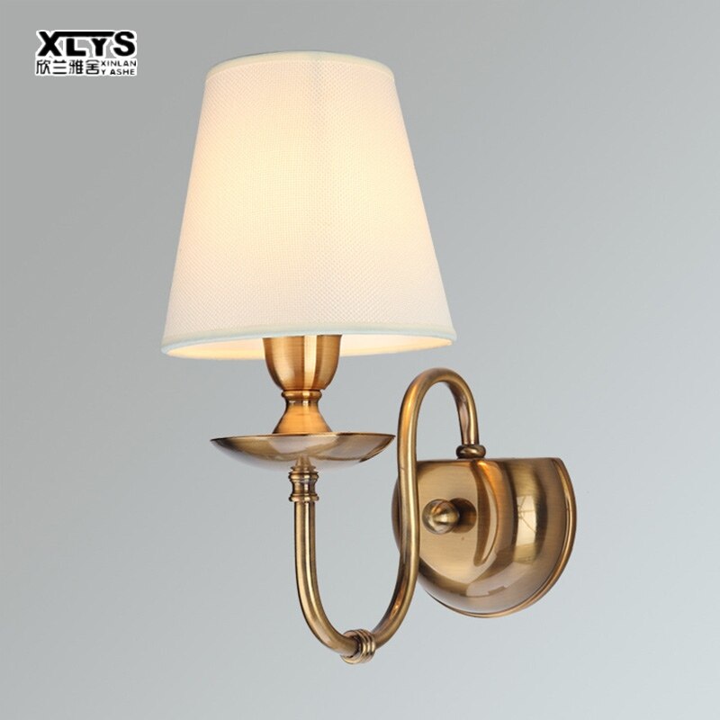 XINLANYASHE đèn tường đèn trang trí phòng đèn tiệc đèn thần tiên Đèn tường giả đồng đơn giản kiểu mỹ, đèn tường bọc vải phòng khách phòng ngủ.