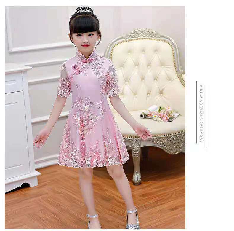 Girls cheongsam dress summer dress children's dress 2021 New Princess dress fashionable skirt girl Han Chinese clothing