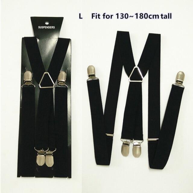 Bd002สีดำแฟชั่นใหม่4คลิปชาย Suspenders 4ขนาดสำหรับชายหญิงและชายและผู้หญิง X