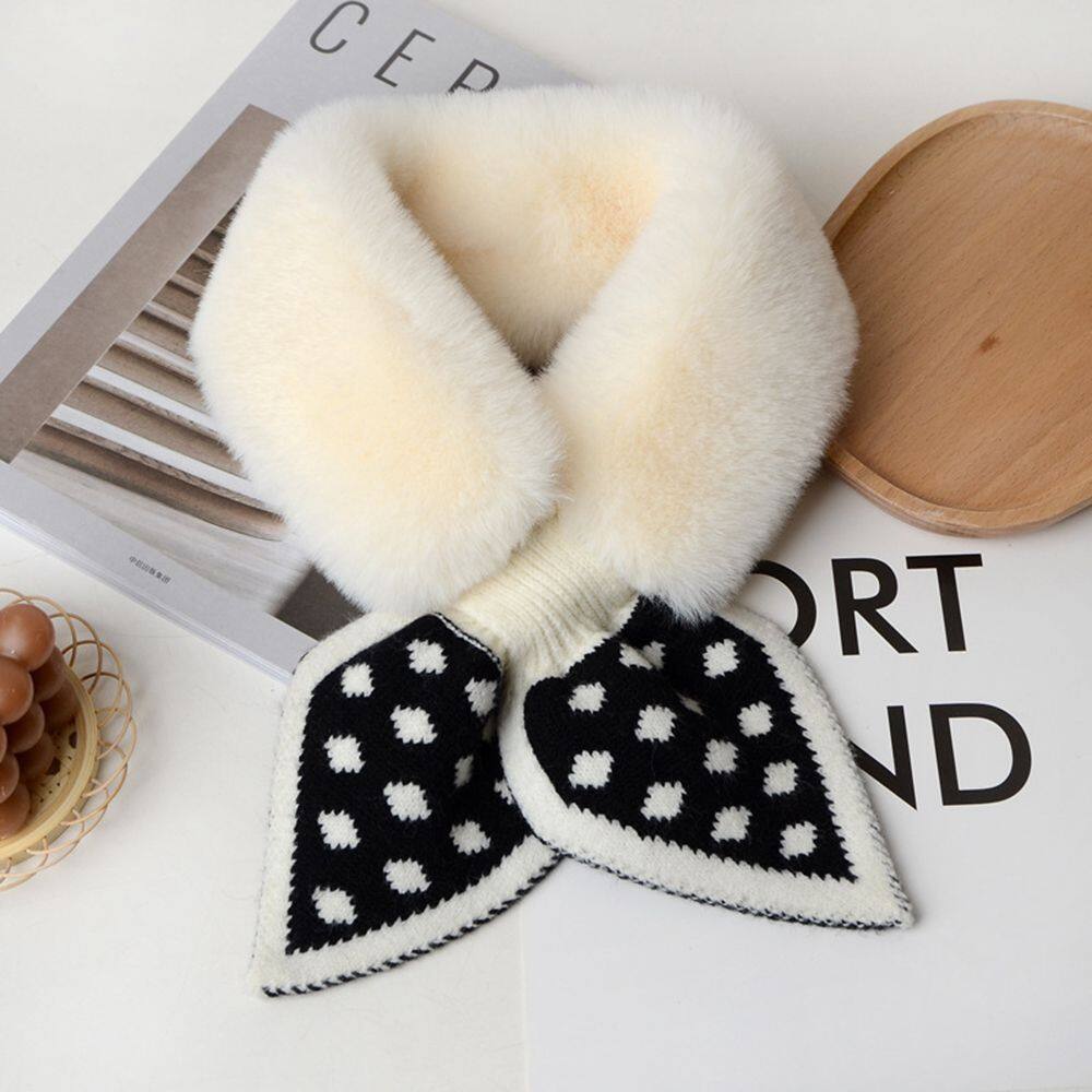 FAKU198456 Thời trang Faux Fur Plush Dày lên Khăn choàng Khăn tay Khăn quàng cổ sang trọng Yếm ấm Khăn quàng chéo - 2