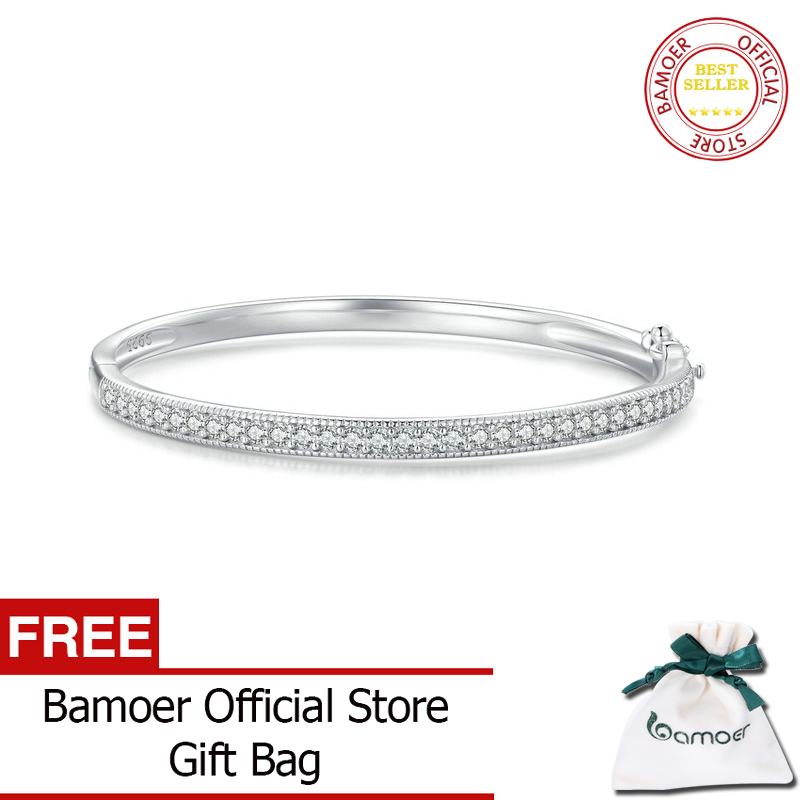 BAMOER Genuine 925 Sterling Silver Delicate Bracelet For Women Pave Setting CZ Fine Jewelry BSB130 ราคา 5,012 บาท*ส่งฟรี