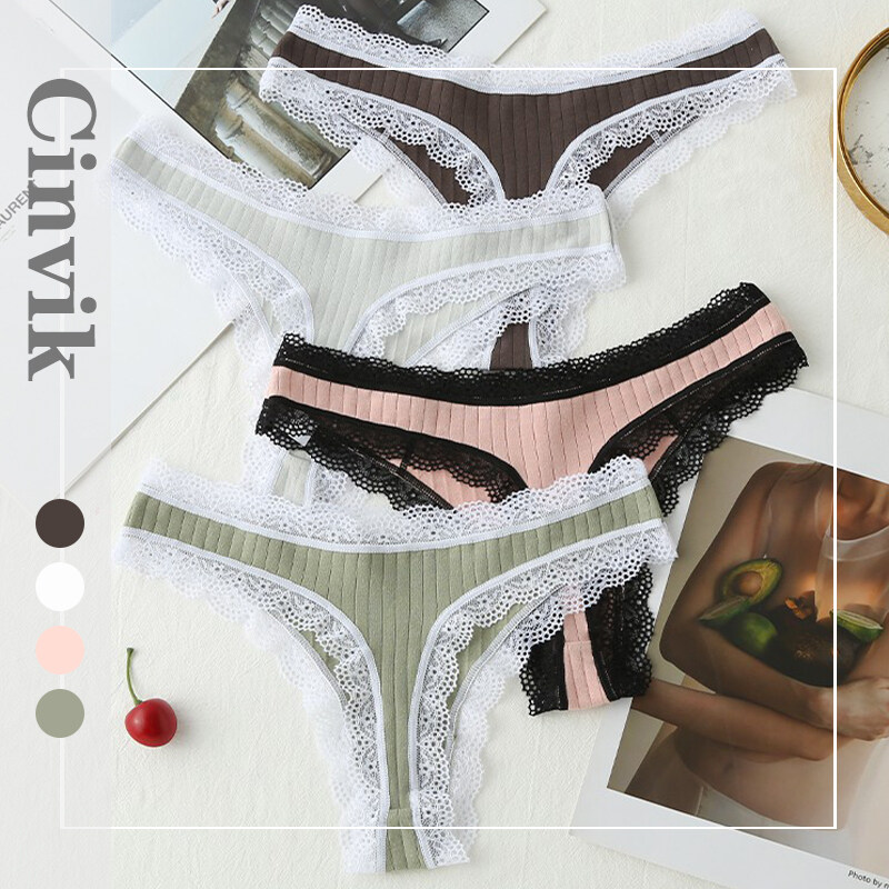 Cinvik t-back panties Cotton Lace Design Soft Breathable Underwear For